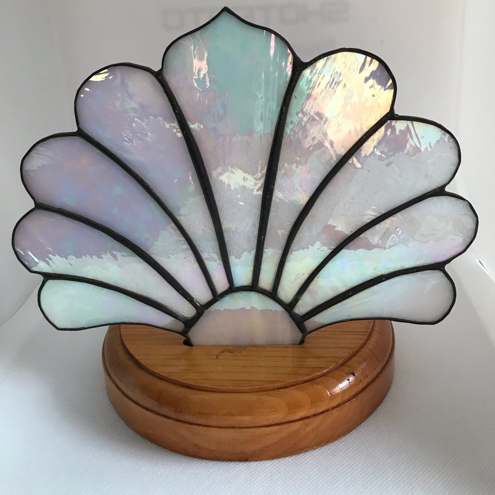 Iridescent Stained Glass Fan Candleholder